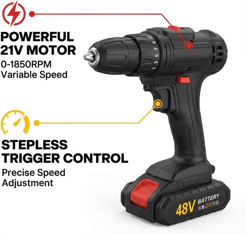 48v cordless hammer drill - drill, set